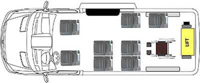 Ford Transit 350 LWB Rear Lift Layouts