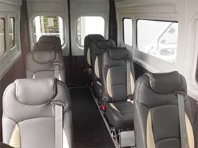 Interior seating shuttle van